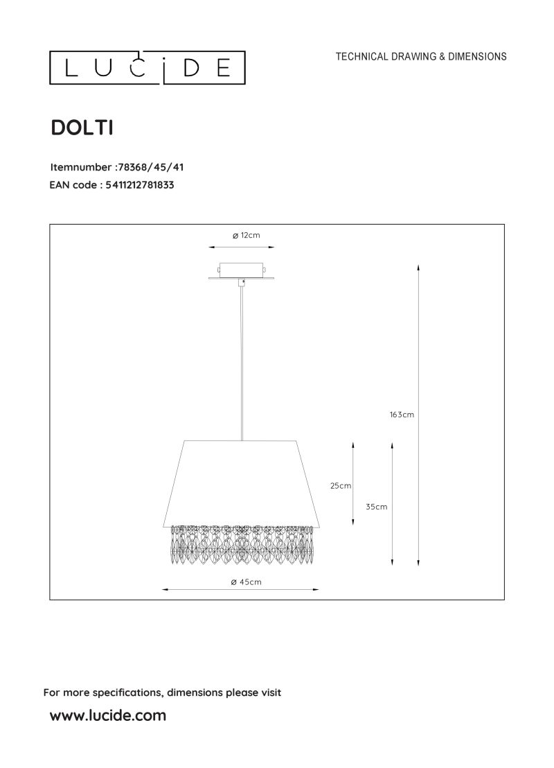 DOLTI - Závesné svietidlo - E27 D45cm 